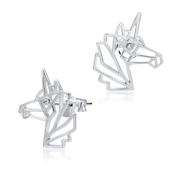 Unicorn Shaped Silver Stud Earring STS-3731
